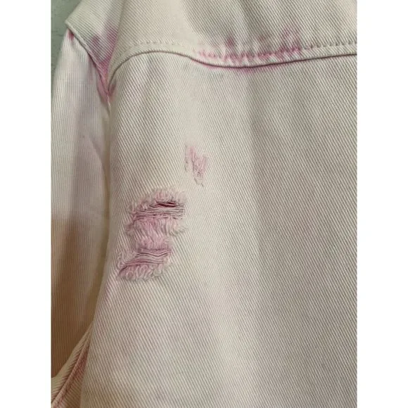 #298 NWT SER.O.YA Mariel Denim Button-Front Shirt Jacket Pink Size Small a298